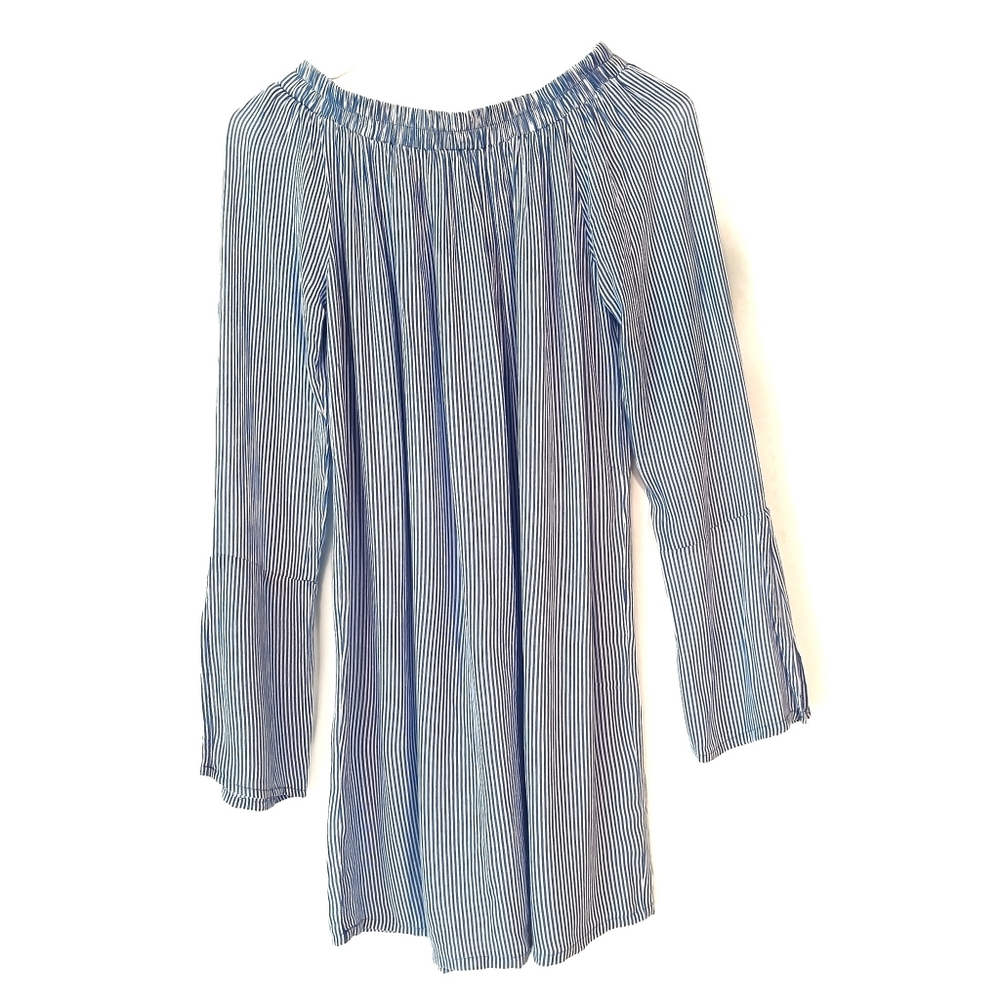 FAITHFULL The Brand Blue Striped Off Shoulder Dress 2